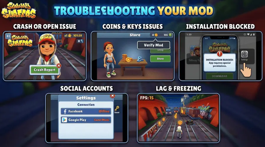 Download Subway Surfers Mod APK (Unlimited Coins/Keys) Latest Version 3.66.1 17 Common Problems and Fixes After Installing the Mod APK